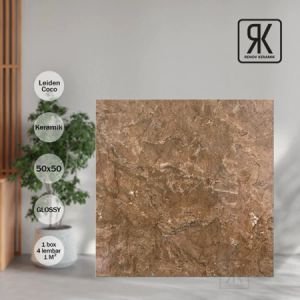 KERAMIK LANTAI GLOSSY LAIDEN 50x50 WARNA CHOCO