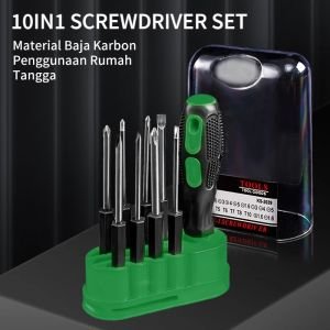  10 in 1 Obeng/ Obeng Set Kunci Shock Set Multifunction Screwdri